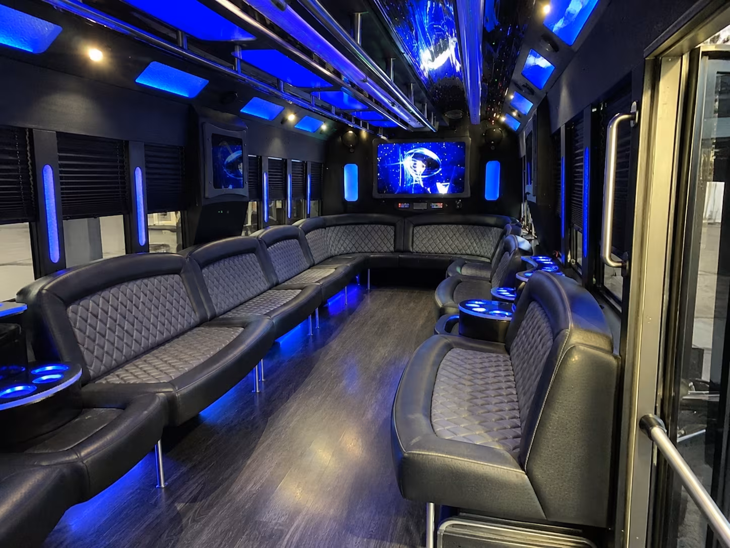 aurora 28 passenger party bus interior
