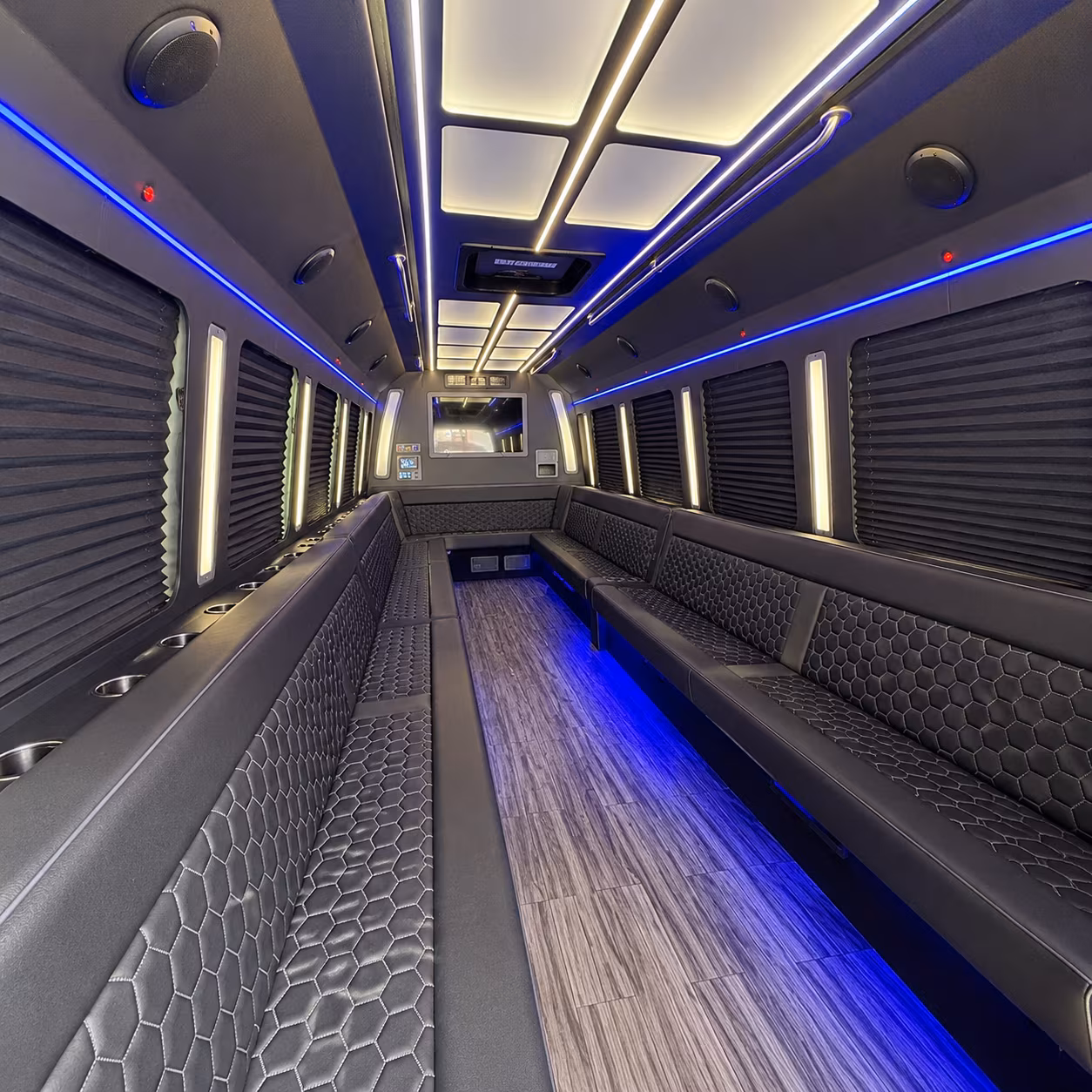 aurora 30 passenger party bus interior