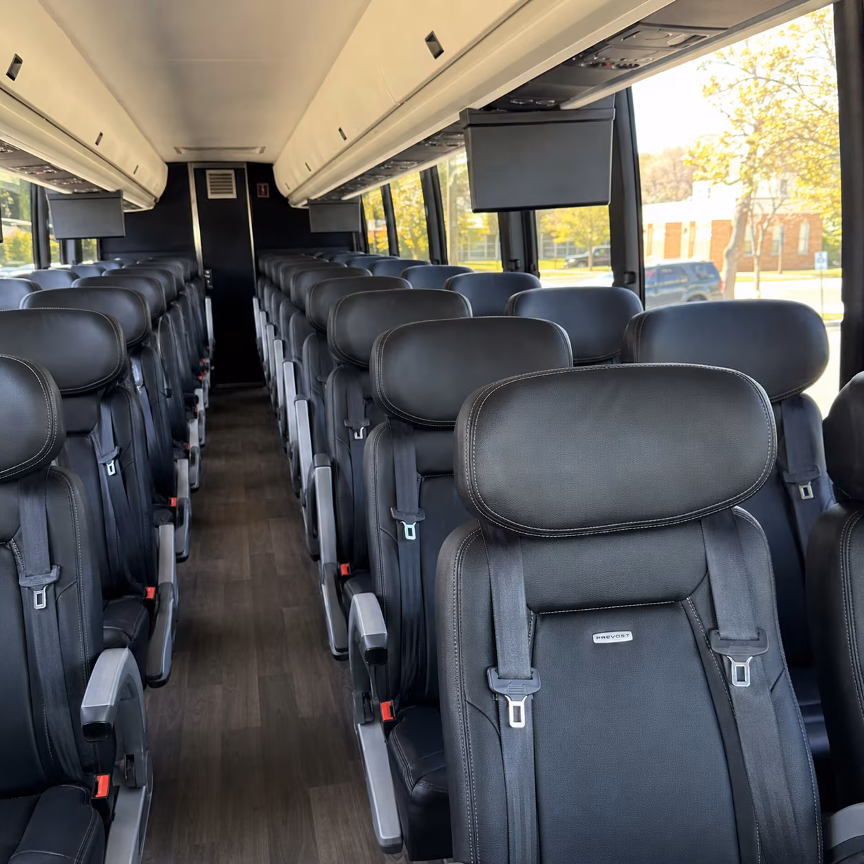 aurora 45 passenger charter bus inside