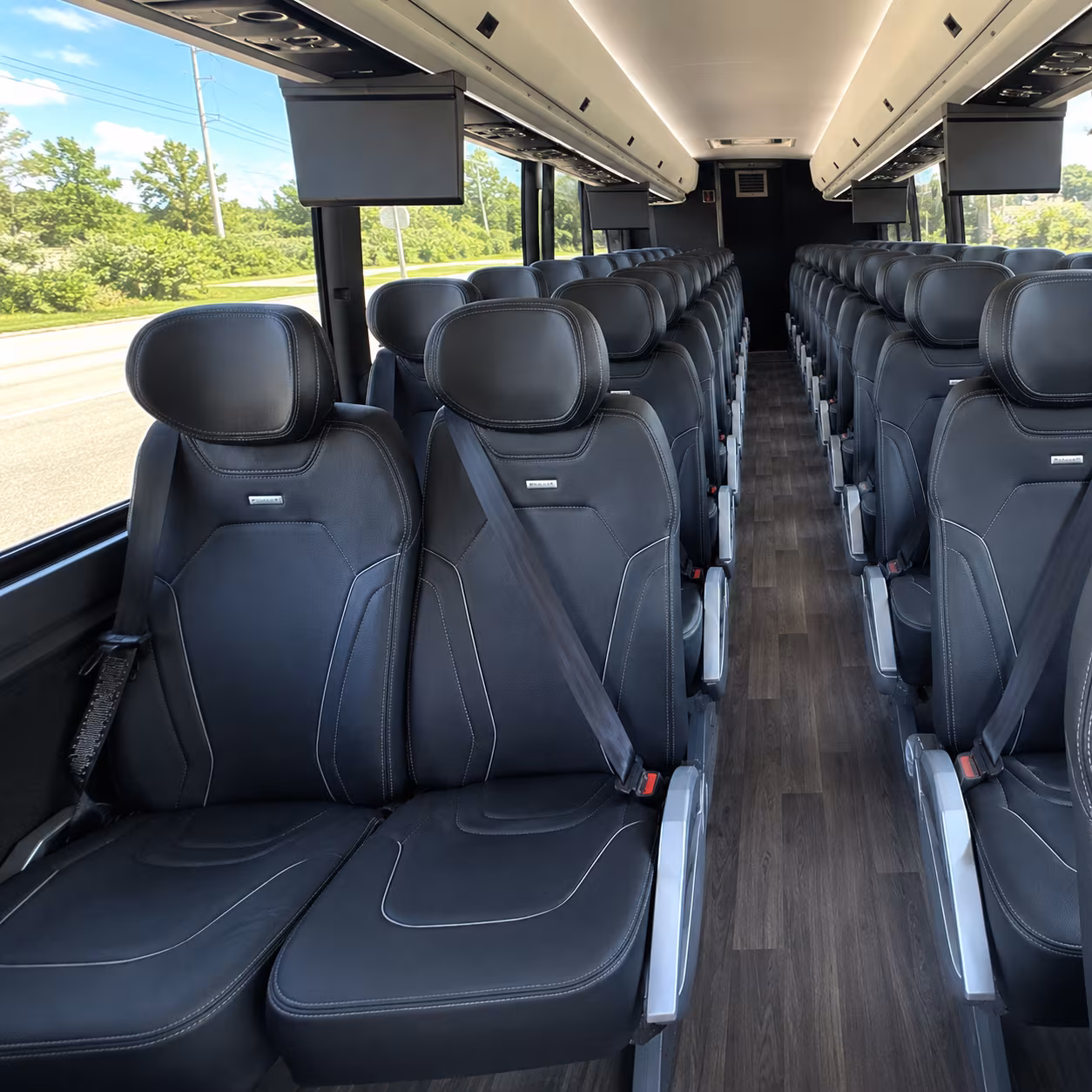aurora 47 passenger charter bus inside