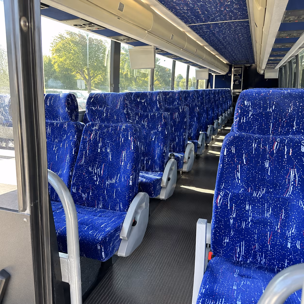 aurora 50 passenger charter bus inside